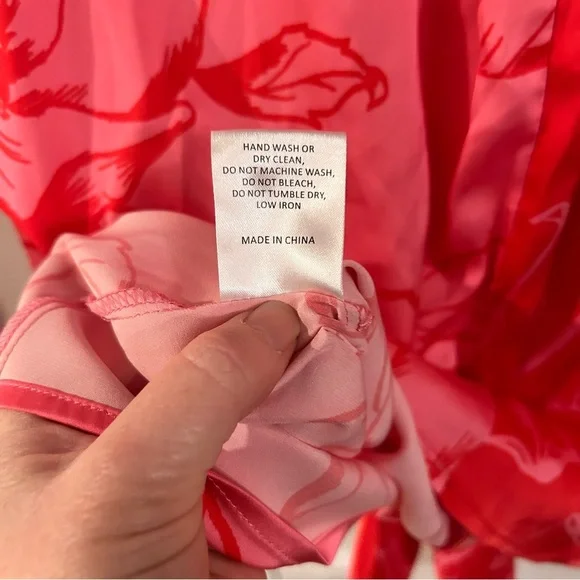 Hutch Robbie Shirt floral two tone tie front button down blouse cuffs - Picture 8 of 8